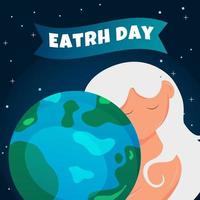 Happy Earth Day Banner with women. Illustration of a happy earth day banner, for environment safety celebration vector