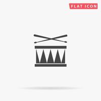 Drum. Simple flat black symbol with shadow on white background. Vector illustration pictogram