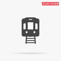 Train subway. Simple flat black symbol with shadow on white background. Vector illustration pictogram