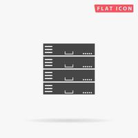 Computer Server. Simple flat black symbol with shadow on white background. Vector illustration pictogram