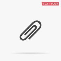 Paper clip. Simple flat black symbol with shadow on white background. Vector illustration pictogram