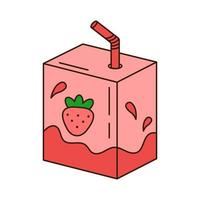 Strawberry juice with a straw doodle icon. vector