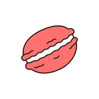 Pink macaroon dessert doodle icon. vector