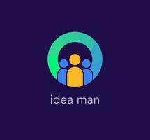 logotipo de hombre de idea en círculo. reunión de ideas. transiciones de color únicas. plantilla de logotipo de personas. vector