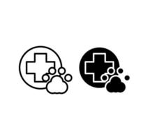 Animal health and paw print in the round logo. Flat and linear ready set. unique vector design.