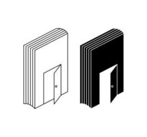 Door design on book cover logo. Flat and linear ready set. unique vector design.