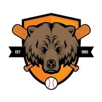 mascota de béisbol con cabeza de oso vector