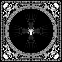 bandana patrón calavera y araña vector