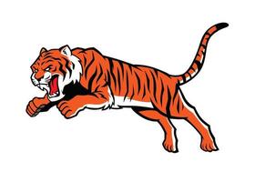 estilo de logotipo de mascota de tigre saltando vector