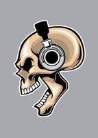 screaming skull wearing headphone vector