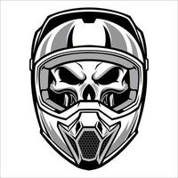 skull wearing motocross helmet vector