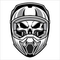 skull wearing motocross helmet vector