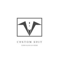 Custom suit logo design illustration. Luxury tuxedo clothing silhouette creative symbol vintage retro brand. gentlemen suit frame vector. Isolated background. vector