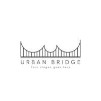 Minimalist Bridge logo design illustration. Curved bridge building linear creative symbol. vector monument building construction. Isolated background.