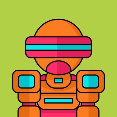 Full color and cute robot vector illustration