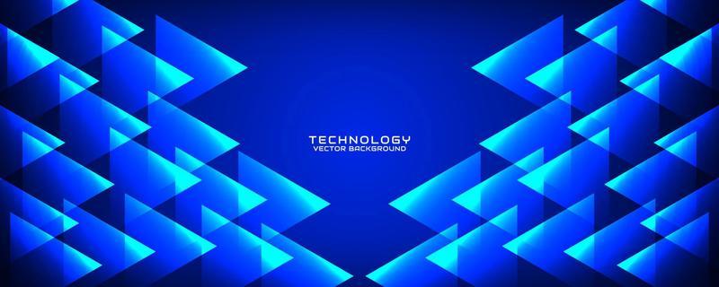 3D blue technology abstract background overlap layer on dark space with triangle effect decoration. Graphic design element cutout style concept for banner, flyer, card, brochure cover, or landing page