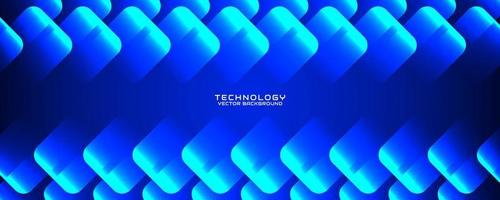 3D blue technology abstract background overlap layer on dark space with rounded squares effect. Graphic design element cutout style concept for banner, flyer, card, brochure cover, or landing page vector
