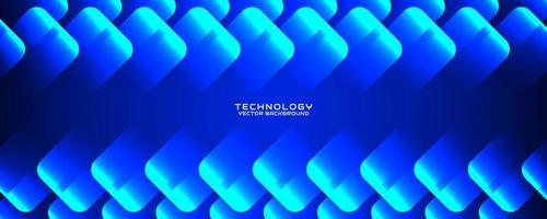 3D blue technology abstract background overlap layer on dark space with rounded squares effect. Graphic design element cutout style concept for banner, flyer, card, brochure cover, or landing page vector