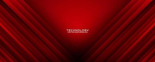 3D red technology abstract background overlap layer on dark space with cutout effect decoration. Graphic design element slash style concept for banner, flyer, card, brochure cover, or landing page vector