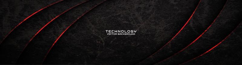 3D black rough grunge techno abstract background overlap layer on dark space with red waves decoration. Modern graphic design element cutout style concept for banner, flyer, card, or brochure cover