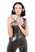 Portrait of woman with a mirror ball photo