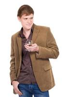 Handsome man posing with a glass of whiskey photo