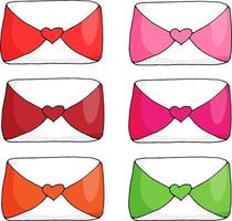 set of colorful holiday envelopes with heart vector