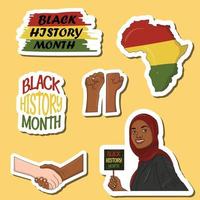 Black history month stickers design vector