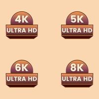 conjunto de iconos de resolución de video 5k 6k 8k y 4k ultra hd vector