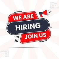 we are hiring join us banner design with loudspeaker and megaphone vector