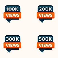 views sticker label clipart 100k views to 500k views thank you vector