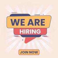 we are hiring join us banner design with loudspeaker and megaphone vector