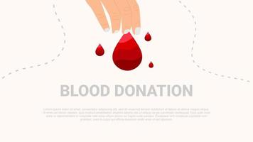 Blood donation background. Hand hold tear of blood. vector