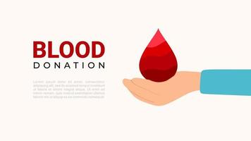 Blood donation background. Hand hold tear of blood. vector