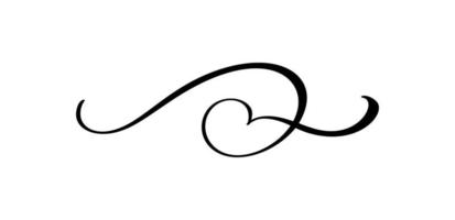 Vintage swirl calligraphic flourish, vector divider ornament design. Illustration for book, greeting card, wedding invitation, Valentines Day