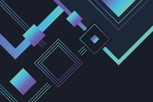 Geometric construction with gradient purple and blue neon lines and square shapes background design vector