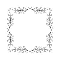 hand drawn square leaves frame vector illustration