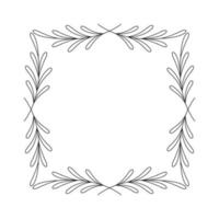 hand drawn square leaves frame vector illustration