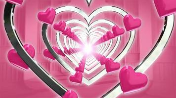 VALENTINE'S DAY PINK ABSTRACT BACKGROUND HEART SHAPED LOVE TUNNEL FOR WEDDING ANIMATION LOOP video