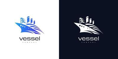 diseño de logotipo de buque moderno y limpio en estilo degradado azul. yate, crucero, logotipo de barco o icono vector