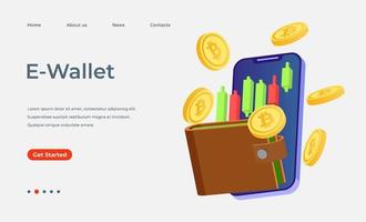 Cryptocurrency isometric landing page for crypto exchange, trading, or transfer vector