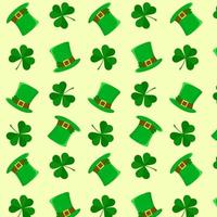 St. Patrick's day seamless pattern. Holiday print with green hats and clovers. Flat design cartoon style vector patrick endless texture for Irish.Repeated backdrop, texture, wallpaper