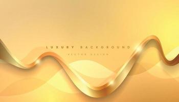Abstract Yellow Luxury Background with Wavy Golden Line. Vector Illustration