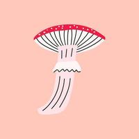 Fly agaric in the style of hand drawing. Design, postcard, icon. Vector illustration