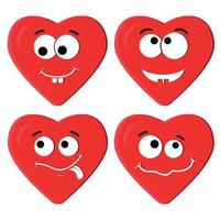 Vector illustration of the set of heart emoticons isolated on white background