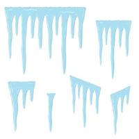 Ice texture. Icicles isolated on white. Seamless icicles line border. Vector design element.