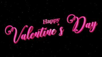 Pink text animation and snowfall particles wish you a happy Valentine's Day.. Ideal for celebrations, events, messages, and holidays. Valentine's Day text animation. video