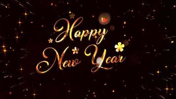 Happy New Year wishes are typed in gold text and animated with fireworks, sparks and explosions. Perfect for Holidays, Events, Messages and Celebrations. Happy New Year Animated Text. video
