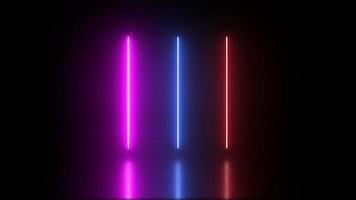 Neon Light Animation Featuring Vibrant Light Beams. Seamless Loop Abstract Neon on a Black Background video