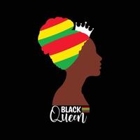 black Queen vector t-shirt design. Black History Month t-shirt design. Can be used for Print mugs, sticker designs, greeting cards, posters, bags, and t-shirts.